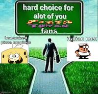 hard choice for alot of you PORXA humanized pizza toppings fans imgflip.com italian men