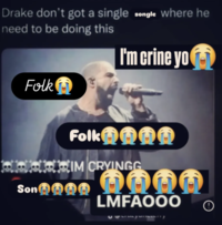 A "meme":https://knowyourmeme.com/memes/memes with "recaptions":https://knowyourmeme.com/memes/recaption using the terms Folk and "I'm Crine":https://knowyourmeme.com/memes/im-crine.