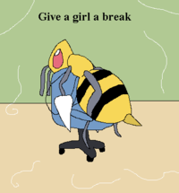A piece of art by RoeRichard33476. The art shows beedrill exhausted from silkin' too much.