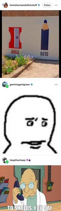 hometoursandotherstuff Follow GIRLS BOYS geminiagentgreen heepthecheep 8' 5 민 = TO SHREDS, YOU SAY.