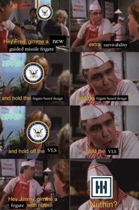 NO SCREAMING TED STATES BE PATIENT MEATBALL WEEK-CLD PIZZA HALF MICH Hey Fred, gimme a new extra survivability guided missile frigate 2011 ED STATES ALL and hold the frigate-based design hold the frigate-based design? 201210 T TED STATES LLI and hold off the VLS BE PATIENT MEATBALL WEEK CLDY PIZZA hold the VLS Fed Hey Jimmy, gimme a frigate with nuthin HHH Nuthin?