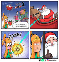 Но но HO! MERRY CHRISTMAS! SPUD BOY REALLY?! EVEN I GET A PRESENT?! BOOM! ZAP! WEB TOON Xmerrivius