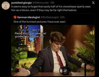 to th punished giorgio @GMomurder - 10h It seems easy to forget that easily half of his viewerbase openly sees him as a lolcow, even if they may be far right themselves German Ideologist @RotIdeologist. 23h One of the funniest pictures I have ever seen EldianNat sent $5 Please don't ever wear that goodwill ass tie ever agai AF X