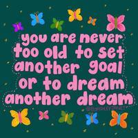 * you are never too old to set another goal or to dream another dream **** @BYASHLEY JANET x *