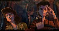 A drawing of Steve Harrington driving the van by artist Ayisha Zeba. The art is based on Stranger Things season 5.