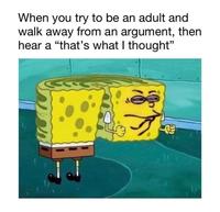 When you try to be an adult and walk away from an argument, then hear a "that's what I thought" 120