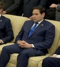 Secretary of State Rubio looking uncomfortable during the Trump, Vance, and Zelenskyy spat.