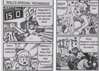 Mega Man Soccer, from Rockman 4Koma Dai Koushin manga: Roll's team uses a special move to defeat Rockman's team
Capcom
comics