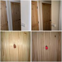 Knot in the wood turns red when the light is on