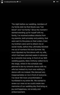 Part three of Brooklyn Beckham's Instagram Stories posts from mid-January 2026 in which he criticized his mother and father over past controversies with his wife, Nicola Peltz, particularly his mother, Victoria Beckham, dancing at their wedding in 2022.