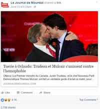 JOURNAL Le Journal de Mourréal shared a link. June 13 at 8:29pm- Tuerie à Orlando: Trudeau et Mulcair s'unissent contre l'homophobie Ottawa | Le Premier ministre du Canada, Justin Trudeau, et le chef Nouveau Parti Démocratique Thomas Mulcair, ont fait un véritable geste d'éclat ce matin, pour... JOURNALDEMOURREAL.COM Like Comment Share 4.1K 2,708 shares Top Comments ▾ <