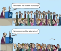 imgflip.com Who hates the Youtube Monopoly? Who uses one of the alternatives?