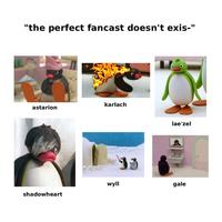 A meme posted by Larian Studios. It casts Baldur's Gate show with Pingu characters.