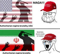 Authoritarian regime brutality, USA Authoritarian regime brutality MAGA!!! AMERICA AT AGAIN Bomb them, America stands for freedom!E AMERICA GREAT AGAIN