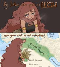name youre so FERTILE By Ishtars Ishtar's name were gonna start so much civilizations! Black Sea Med Tigris MESOPOTAMIA Euphrates Fertile Crescent First towns 0km 400 Persian Gulf