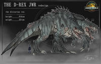 THE D-REX JWR redesign the distortus rex JURASSIC WORLD REBIRTH height weight_ 916cm 22 ton KAPROC-01 Doctor 5'4" d-rex 30'05" www