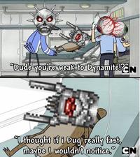 A Terraria meme. The meme is about a box being weak to dynamite.
