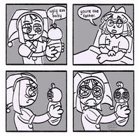 A redraw of the "ugly baby" meme. The meme references "The Amazing Digital Circus.":https://knowyourmeme.com/memes/subcultures/the-amazing-digital-circus