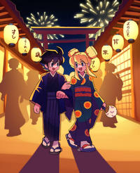 Mega Man Classic: Rockman and Roll at a Matsuri Festival celebrating New Year