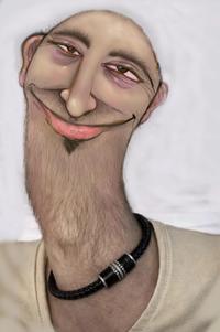 A piece of art by u/rakunene. It is based on the skinny hairy neck optical illusion.