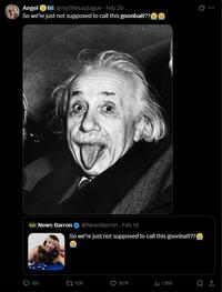 Angel @mylifeisaplague. Feb 20 So we're just not supposed to call this goonbait?? NB News Barron @NewsBarron - Feb 19 So we're just not supposed to call this goonbait??◆ 165 t 10K 197K ili 1.6M