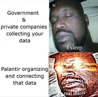 Government & private companies collecting your data Palantir organizing and connecting that data i sleep real s---