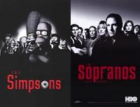 A comparison of a poster for The Sopranos and a poster for The Simpsons. The Simpsons poster is based on The Sopranos poster.