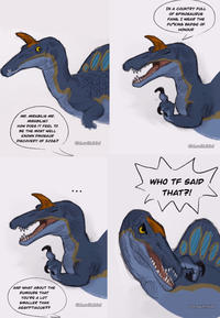 MR. MIRABILIS MR. MIRABILIS!! HOW DOES IT FEEL TO BE THE MOST WELL KNOWN DINOSAUR DISCOVERY OF 2026? AND WHAT ABOUT THE RUMOURS THAT YOU'RE A LOT SMALLER THAN AEGYPTIACUS?? @bl.swift.thief IN A COUNTRY FULL OF SPINOSAURUS FANS, I WEAR THE FU*KING BADGE OF HONOUR @bl.swift.thief WHO TF SAID THAT?! @bl.swift.thief @bl.swift.thief