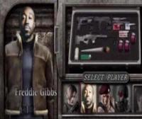 An edit of Resident Evil 4's The Mercenaries mode player select screen. It shows Freddie Gibbs as a playable character.