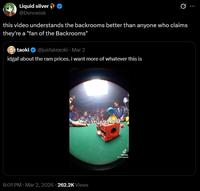 A post. It reads, "this video understands the backrooms better than anyone who claims they're a "fan of the Backrooms."