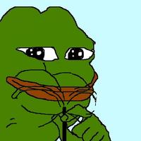 Smug frog taking off wrinkles