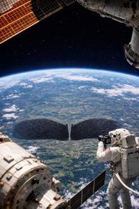 A meme about Ben Shapiro having huge eyebrows. The earth is shown with Shapiro's eyebrows.