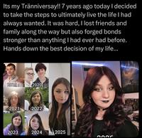 Its my Tränniversay!! 7 years ago today I decided to take the steps to ultimately live the life I had always wanted. It was hard, I lost friends and family along the way but also forged bonds stronger than anything I had ever had before. Hands down the best decision of my life... 2019 2020 2021 2022 2023 2024 2025