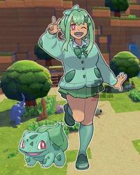 A piece of Gyaru Bulbasaur fan art. It was created by Lilroundpumpkin.