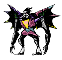 Spamton Neo in the shape of bayverse starscream 