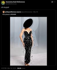 Geometry Dash References @GDReferences oh my god pinkpantheress source @pantheressluv - Mar 16 this photo is INSANE 4:19 PM - Mar 18, 2026-56.9K Views