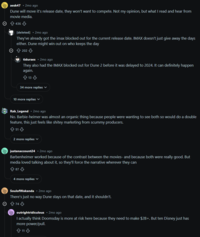 Θ aesk47 • 2mo ago Dune will move it's release date, they won't want to compete. Not my opinion, but what I read and hear from movie media. 436 [deleted] • 2mo ago They've already got the imax blocked out for the current release date. IMAX doesn't just give away the days either. Dune might win out on who keeps the day 202 tiduraes • 2mo ago They also had the IMAX blocked out for Dune 2 before it was delayed to 2024. It can definitely happen again. 13 34 more replies 10 more replies Rab_Legend ⚫ 2mo ago No. Barbie-heimer was almost an organic thing because people were wanting to see both so would do a double feature, this just feels like s----- marketing from scummy producers. + 51 2 more replies justanaccount24 • 2mo ago Barbenheimer worked because of the contrast between the movies- and because both were really good. But media loved talking about it, so they'll force the narrative wherever they can 87 4 more replies SoulofWakanda • 2mo ago There's just no way Dune stays on that date, and it shouldn't. © 74 outrightridiculous • 2mo ago I actually think Doomsday is more at risk here because they need to make $2B+. But ten Disney just has more power/pull. +11 +