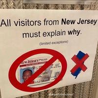 All visitors from New Jersey must explain why. (limited exceptions) NEW JERSEY Chal Man Motor Vehicle Commission AUTO DRIVER LICENSE DL X999 DOB OF FAIX STATE STREET NJ 0866R-1234 ONE R NONE 999 CLASS D BOAT EP05-20-2014 Avery Sample SEX M HOT 508 BRN DUP d@goofyahphotosxd