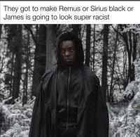 They got to make Remus or Sirius black or James is going to look super racist