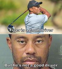 Tiger is a good driver But he's not a good driver