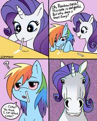 GLOMPSALOT ? Snort ...Coke? You think I can afford Coke? Oh, Rainbow Dash! This coke is delightful. But why does it Smell funny?