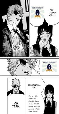 B-BMP MEME OF THE MONTH ? Narch 2028 TH- THANK YOU... BECAUSE... LIM... OH YEAH. You are the winner of March's Meme of the Month award, with 13 percent of the total votes' MEME OF THE MONTH ? Narch 2326