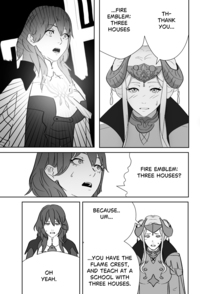 ...FIRE EMBLEM: THREE HOUSES TH- THANK YOU... BECAUSE.. UM... OH YEAH. ...YOU HAVE THE FLAME CREST, AND TEACH AT A SCHOOL WITH THREE HOUSES. FIRE EMBLEM: THREE HOUSES?