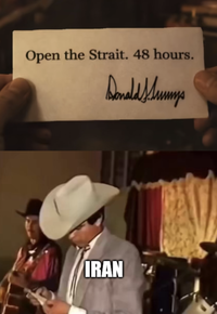 Open the Strait. 48 hours. Donald Shunys IRAN