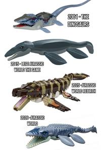 2015-LEGO JURASSIC WORLD THE GAME 2026-JURASSIC WORLD 2001-THE DINOSAURS 2025-JURASSIC WORLD REBIRTH