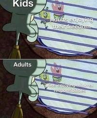 Kids Adults enjoying their freedom Adults Kids enjoying minimal responsibilities