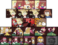 Ha ha you know your history. Yeah he my dads la So are you frisk Morningstar? And who's asking? I'm Abel. Emissary of Heaven. Abel...? Wait aren't you one of the two first sons of that douchebag Adam? Yeah he's actually why I'm here. After that incident was sent here to try and patch up relations between Heaven and Hell. As part of that endeavor, I'm gonna become a prominant member of the Happy Hotel Staff! g Things around here will be way more super special aweso- BODY WHAT THE ACTUAL F--- CAINE?! Heavy Breathing I wish I could explain but I can't, you're just gonna have to trust me on this... And now that I'm here... [Fingers crossed] Some ideas are so bad.... They don't need to be canon. H