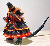 Burning Godzilla in a dress