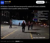 A photo of police at the Iceman structure.