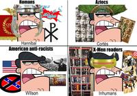 SP Romans Aztecs Hannibal American anti-racists Cortés X-Men readers Wilson Inhumans MEN GOLD HOUSE OF